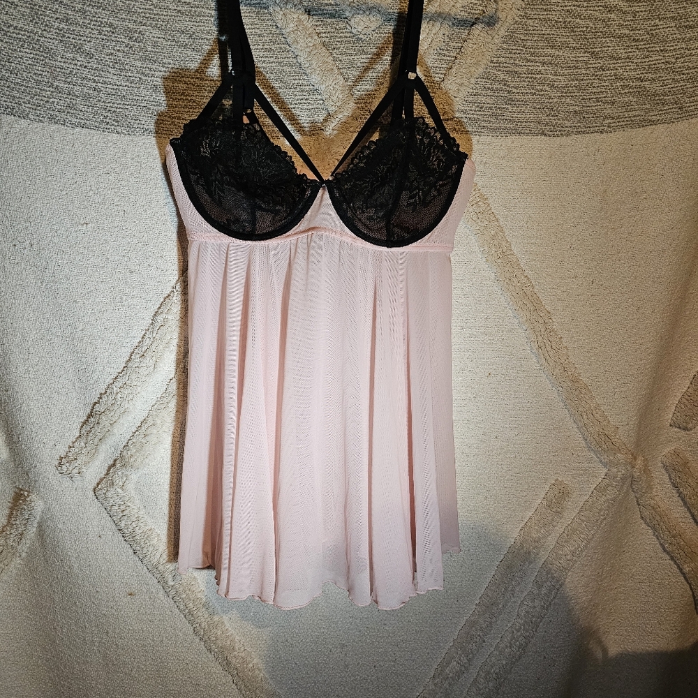 Black and Pink Lace Chemise